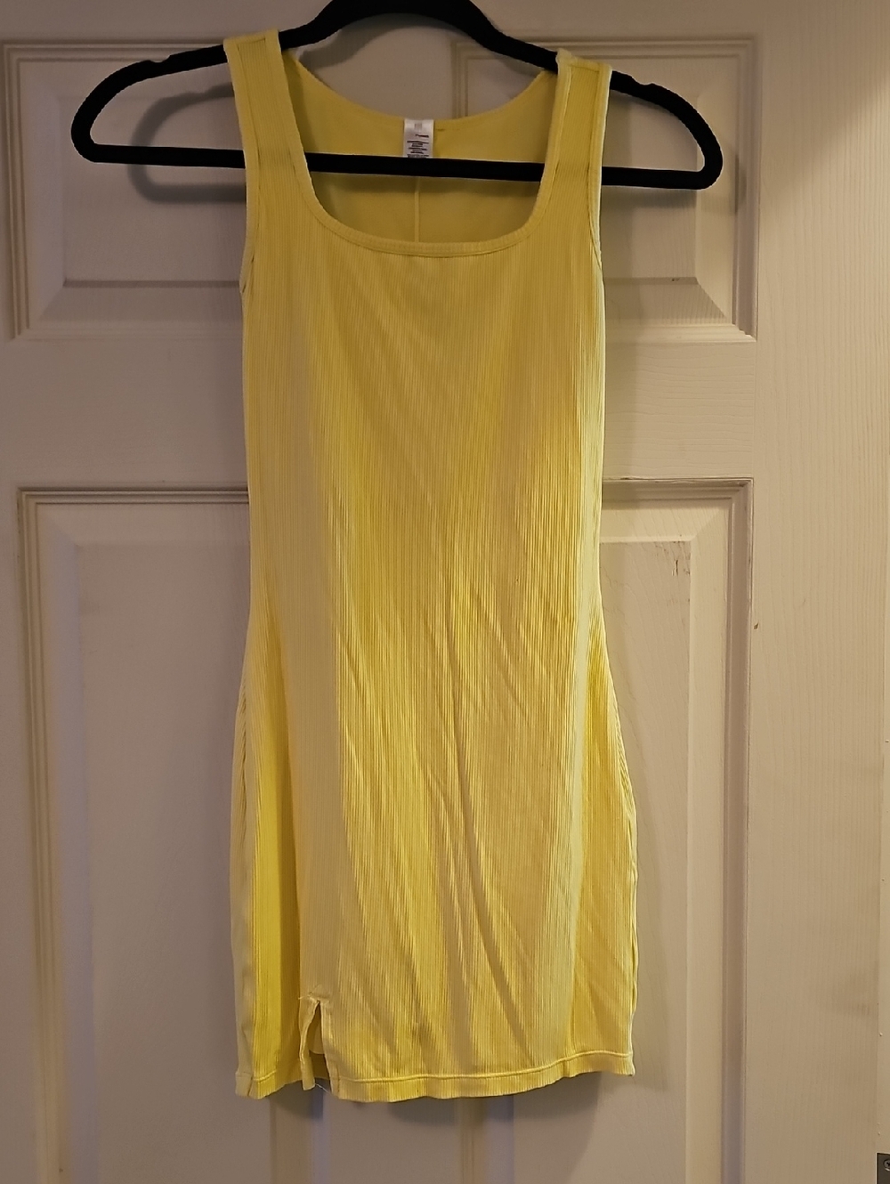 Sleeveless Yellow Ribbed Mini Dress
